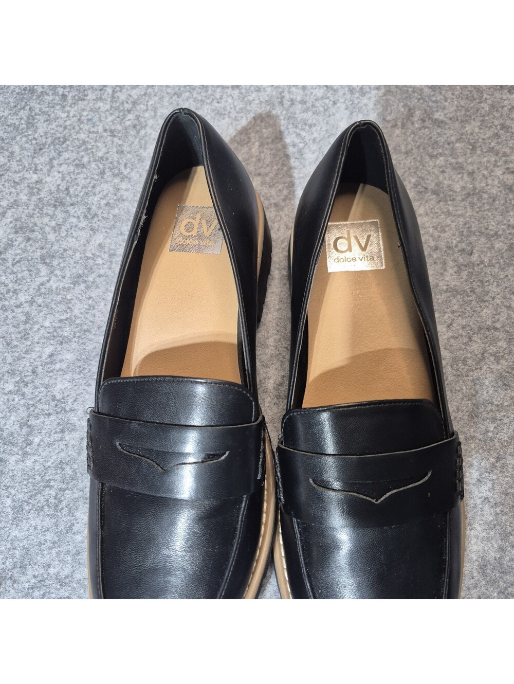 DV Dolce Vita Chrisp Shoes Women's Sz 8.5 Slip On Lug Sole Black Loafers - Picture 5 of 10